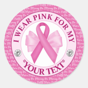 Sticker Rond Conception Ruban Rose pour la sensibilisation au c