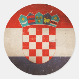 Sticker Rond Conception sale fraîche de drapeau de la Croatie