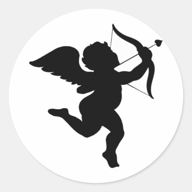 Sticker Rond Conception Silhouette Cupide ! (Devant)