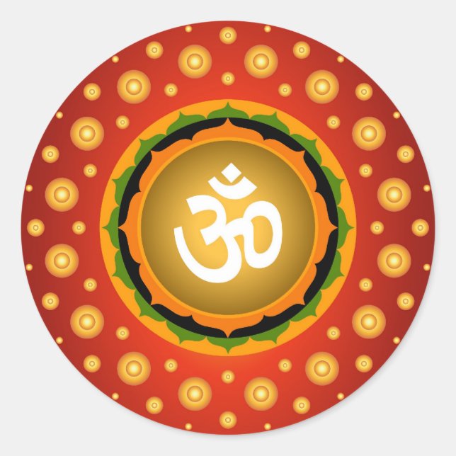 Sticker Rond Conception spirituelle de l'OM Lotus (Devant)