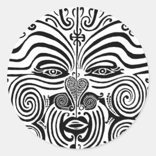 Sticker Rond Conception tribale de tatouage - Nouvelle Zélande