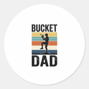 Sticker Rond Conception vectorielle de papa de seau Rétro Baseb