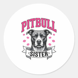 Sticker Rond Conception vectorielle de sœur Pitbull amateur de