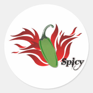 Sticker Rond Conception verte de poivre de piment