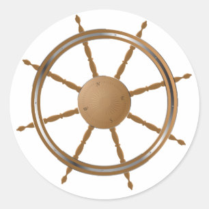 Sticker Rond Conception vintage de la boussole de roue du navir