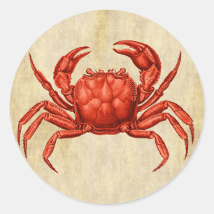 Sticker Rond Conception vintage du crabe