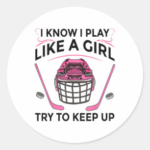 Sticker Rond Conceptions drôles de hockey sur gazon pour femmes