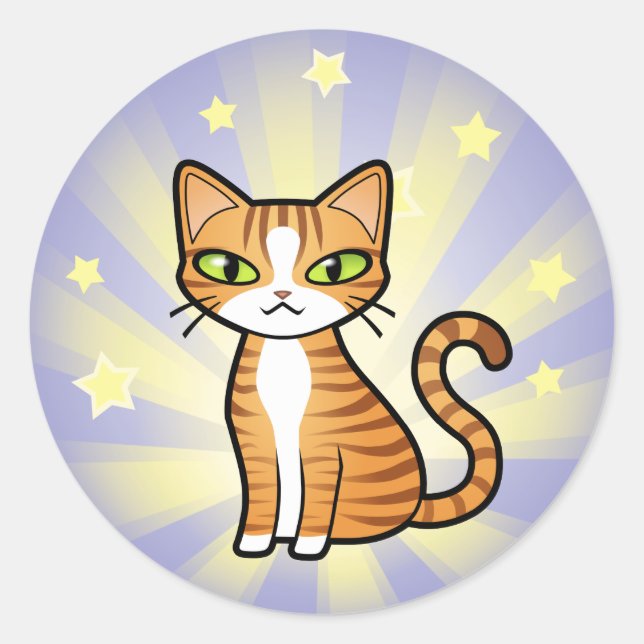 Sticker Rond Concevez votre propre chat de dessin (Devant)