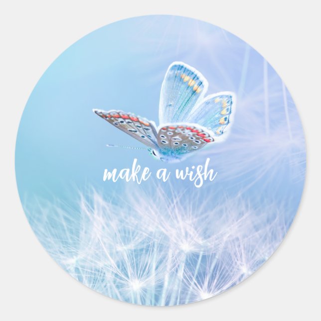 Sticker Rond Concevoir un Dandelion et un Papillon (Devant)