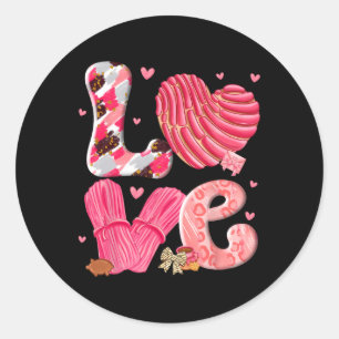 Sticker Rond Concha Amour Saint-Valentin Mexicain Pain Sucré Pa