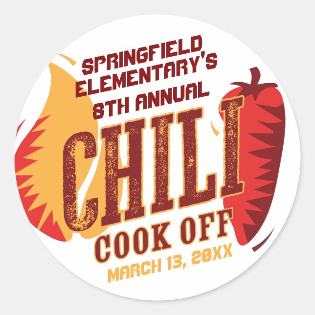Sticker Rond Concours de chili | Concours de barbecue (Devant)