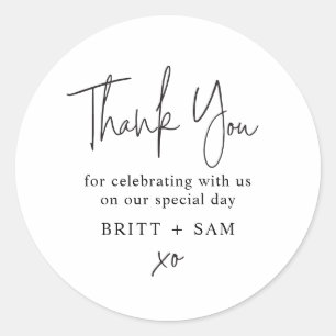 Sticker Rond Concours de mariage moderne Favor Script manuscrit