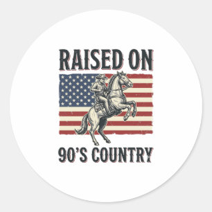 Sticker Rond Conçu pour Chemise Western Cowboy Country 90s_