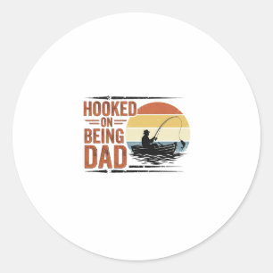 Sticker Rond Conçu pour être papa T-shirt vintage pêche Design_