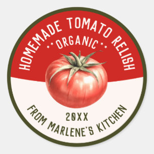 Sticker Rond Condiment de tomate fait maison pour votre recette