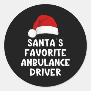 Sticker Rond Conducteur d'ambulance préféré du Père Noël de Noë