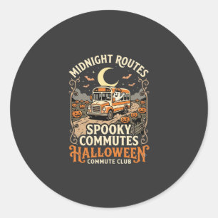 Sticker Rond Conducteur de bus Halloween Route de minuit