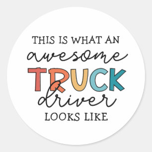 Sticker Rond Conducteur de camion amusant   Conducteur de camio