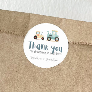 Sticker Rond Conducteur de tracteur garçon de ferme baby shower