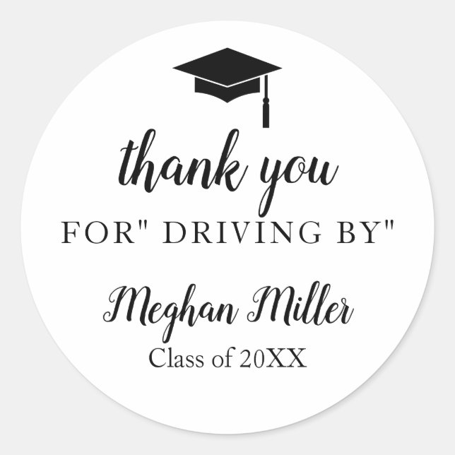 Sticker Rond Conduire par diplôme merci (Devant)