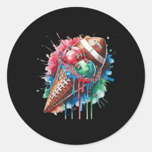 Sticker Rond Cône D'Aquarelle De Crème De Flacon De Football Av