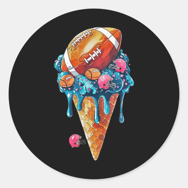 Sticker Rond Cône D'Aquarelle De Crème De Flacon De Football Av (Devant)