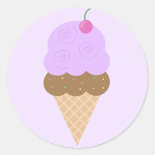 Sticker Rond Cône de crème glacée de raisin