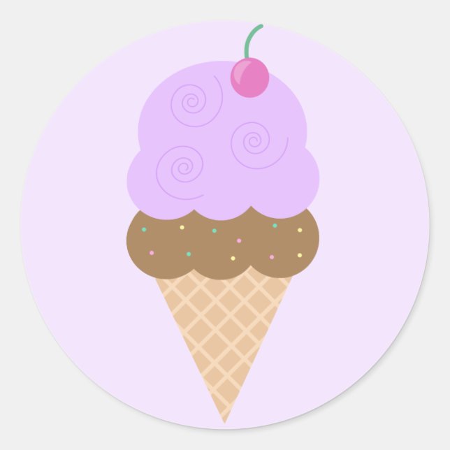 Sticker Rond Cône de crème glacée de raisin (Devant)