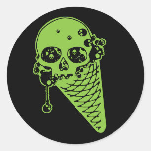 Sticker Rond Cône de crème glacée poison