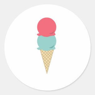 Sticker Rond Cône de crème glacée Whimsical Double Scoop