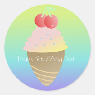 Sticker Rond Cône de glace ombré arc-en-ciel