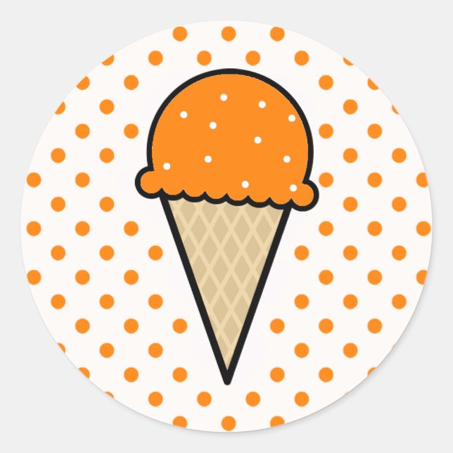Sticker Rond Cône de glace orange (Devant)