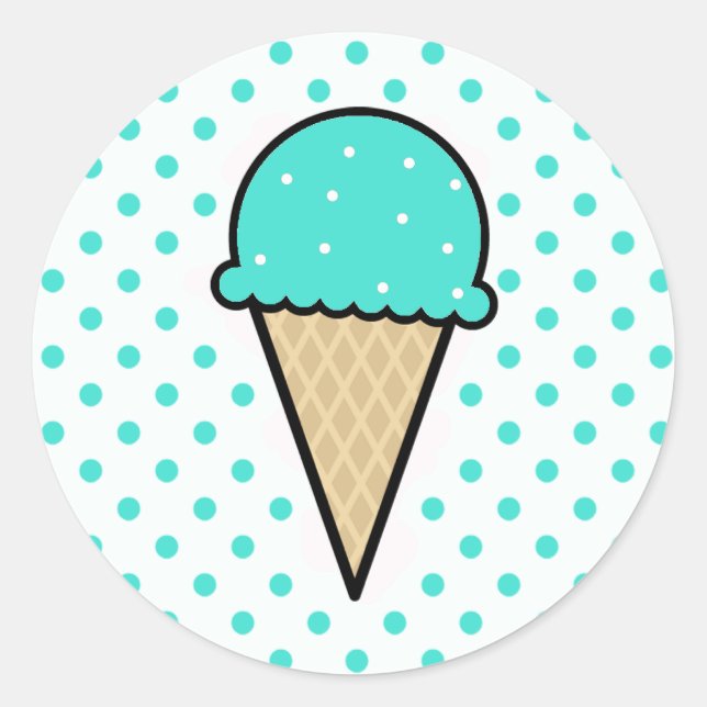 Sticker Rond Cône de glace vert turquoise (Devant)