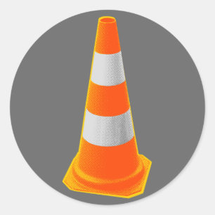 Sticker Rond Cône de trafic avec des rayures grises