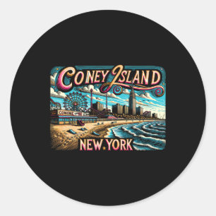 Sticker Rond Coney Island New York Travel Summer Family Vacatio