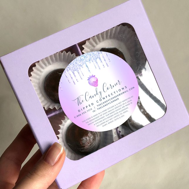 Sticker Rond Confection de fraise à Parties scintillant violett (Créateur téléchargé)