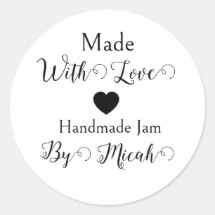 Sticker Rond Confectionné avec amour Confiture artisanale Moder