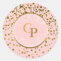 Confetti à huile rose | Mariage de monogramme
