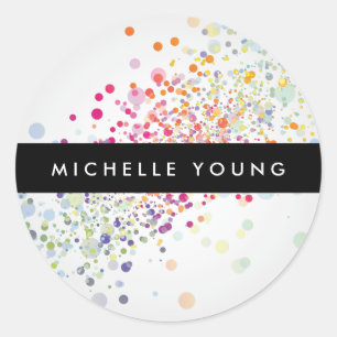 Sticker Rond Confetti Bokeh coloré sur Grey Modern