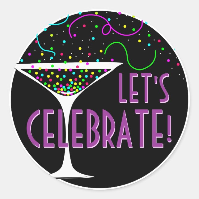 Sticker rond Confetti Cocktail Celebration (Devant)