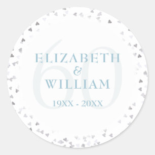 Sticker Rond Confetti des Coeurs d'Amour du 60e anniversaire