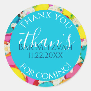 Sticker rond Confetti Design Bar ou Bat mitzvah
