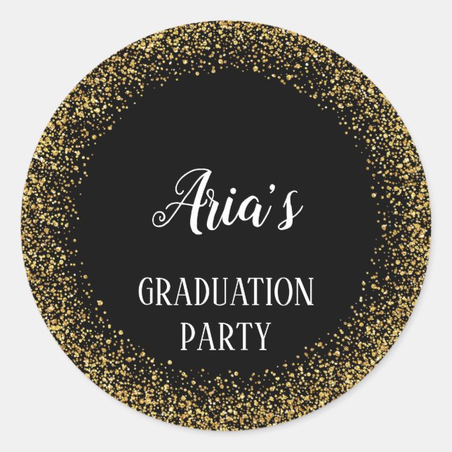 Sticker Rond Confetti d'or sur les sceaux d'enveloppe de gradua (Devant)