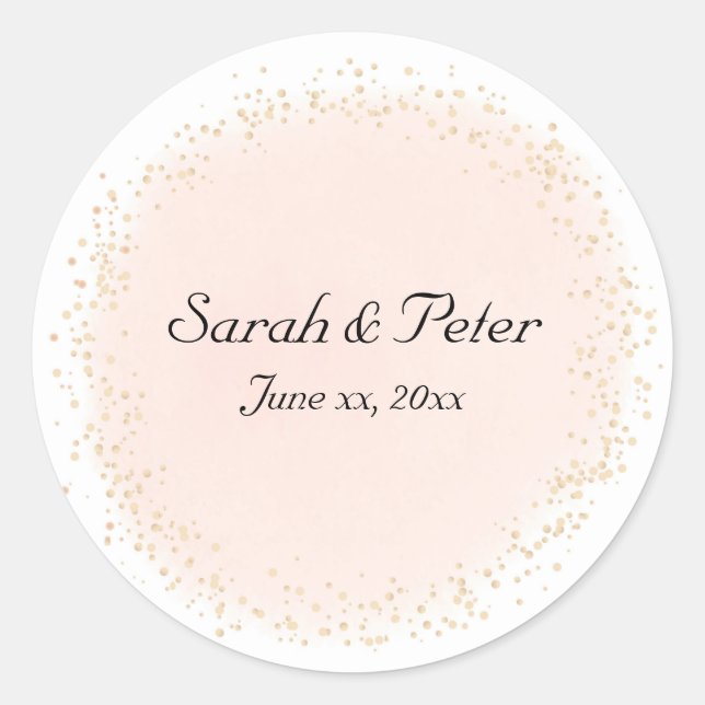 Sticker Rond Confetti Gold Elegant Faire-part de mariage modern (Devant)