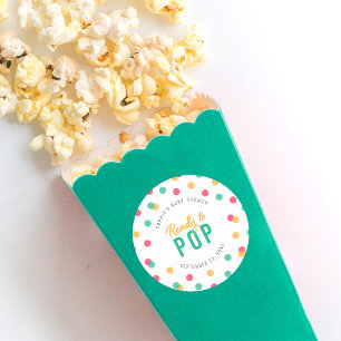Sticker Rond Confetti Turquoise rose orange prêt à  le Baby sho