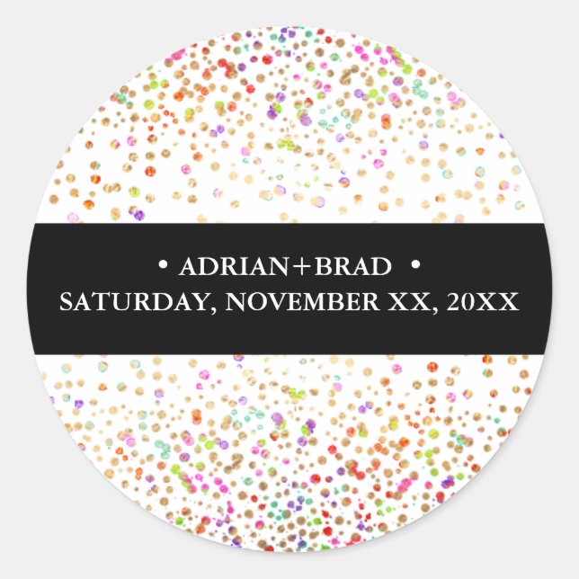 Sticker Rond Confettis Arc-en-ciel de PixDezines (Devant)