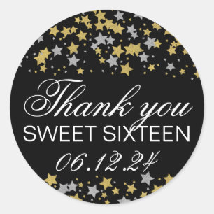 Sticker Rond Confettis d'étoile de parties scintillantes d'or
