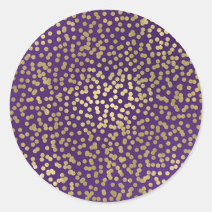 Sticker Rond Confettis élégants et chics points dorés violets F