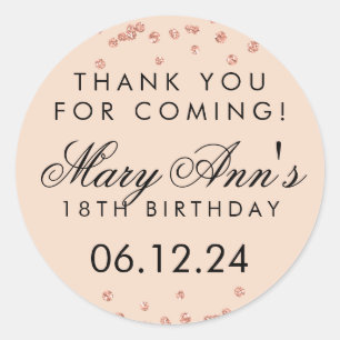 Sticker Rond Confettis roses de parties scintillantes d'or
