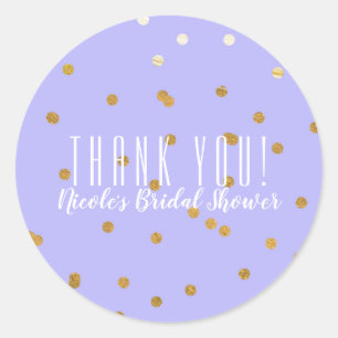 Sticker Rond Confettis violets et dorés Points Cadeau de fête m